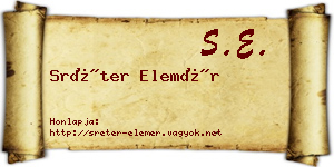 Sréter Elemér névjegykártya